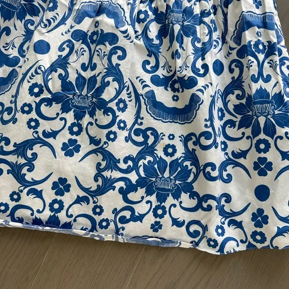 Borgo De Nor Julia Cotton Dress Venezia Blue Off the Shoulder Button UK 12 US 8 - Picture 4 of 11